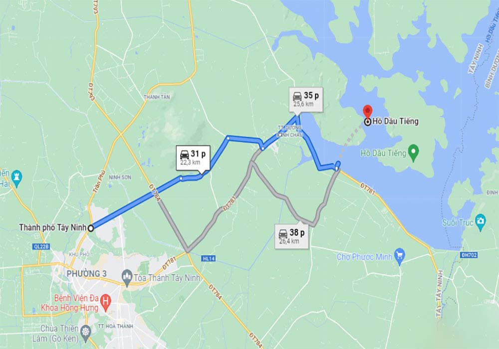Từ Tây Ninh đến hồ Dầu Tiếng bằng đường nào?