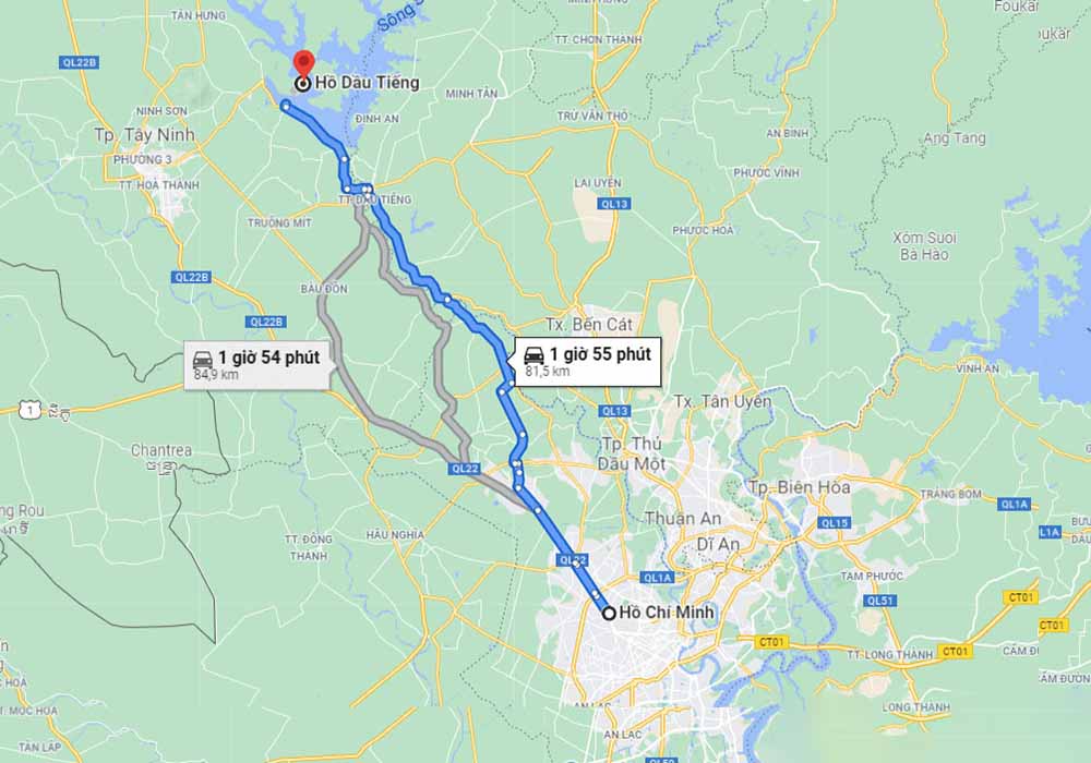 Từ TPHCM đi đường nào đến hồ Dầu Tiếng?