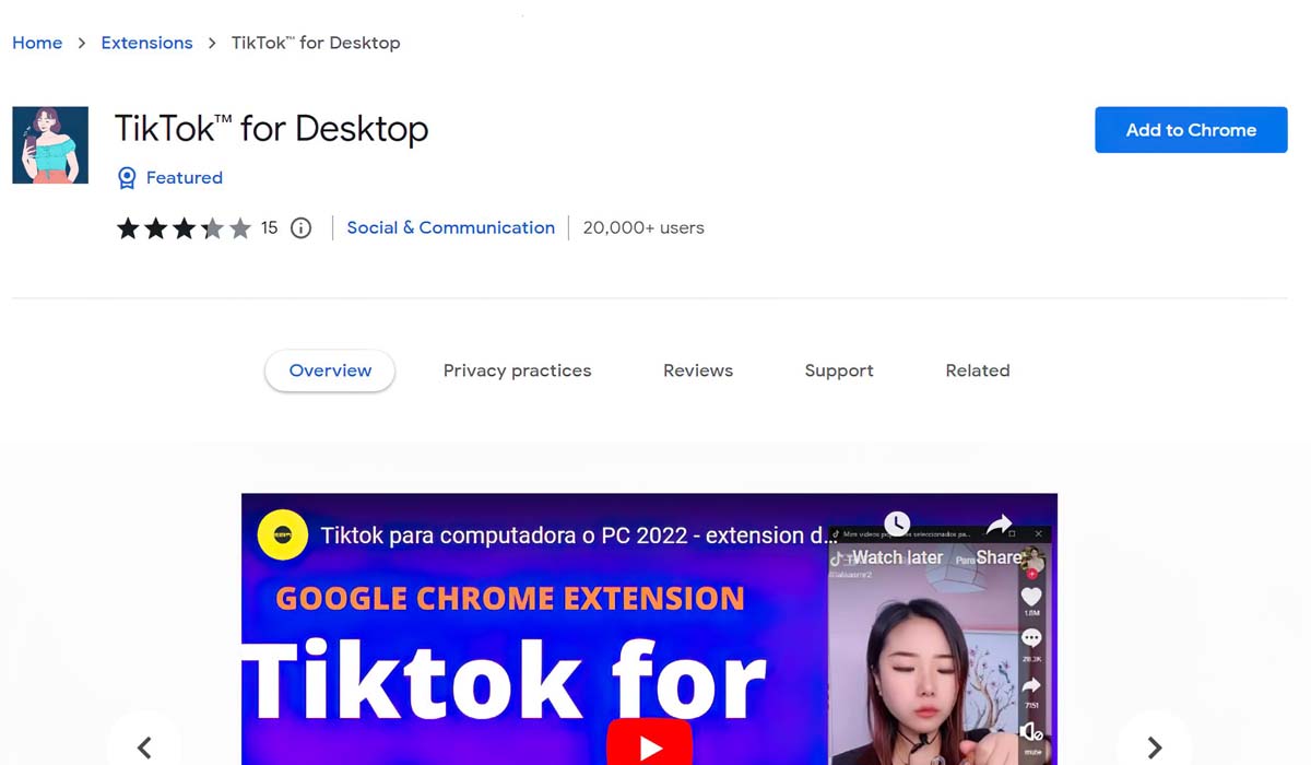 Sử dụng Extension của Google Chrome để cài đặt Tiktok trên máy